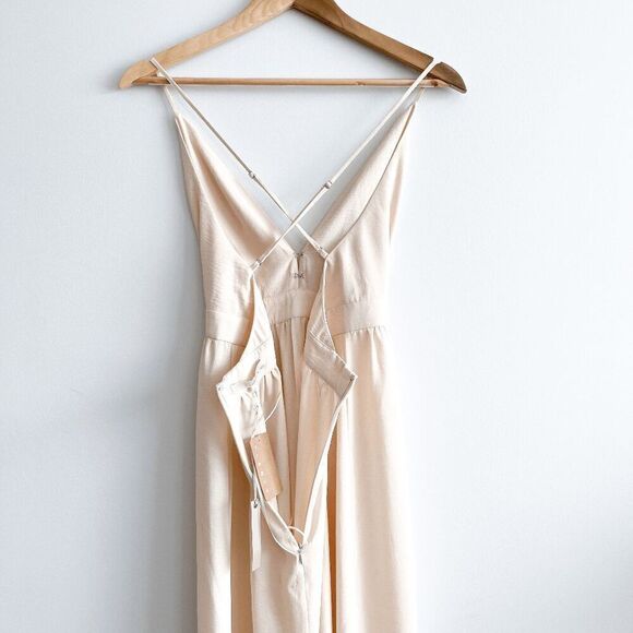 Monk & Lou AVA Womens Sleeveless V Neck Backless Midi Dress Cream Small NWT - Picture 4 of 10